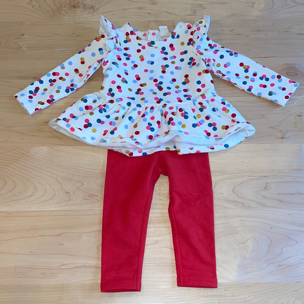 Tucker + Tate Sparkly Polka Dot Fleece Set 12 Months NWOT | Holiday Outfit ✨